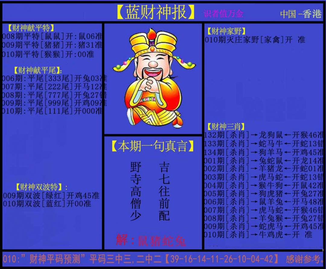 010期蓝财神[图]